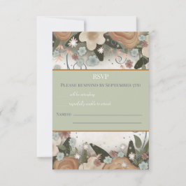 Tarjeta De Confirmación De Asistencia Romántico Floral Elegante Boda de Inespiritualidad