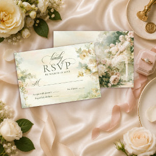 Tarjeta De Confirmación De Asistencia Romántico Jardín Regencia Floral Francés