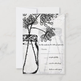Tarjeta De Confirmación De Asistencia Romántico Mason Jar Shadows Damask Wedding