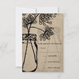 Tarjeta De Confirmación De Asistencia Romántico Mason Jar Shadows Damask Wedding