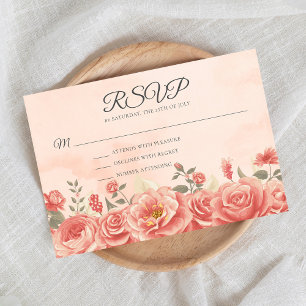 Tarjeta De Confirmación De Asistencia Románticos Rosas de Coral Peach Garden Wedding