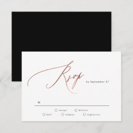 Tarjeta De Confirmación De Asistencia Rosa blanco simple Boda de caligrafía de oro