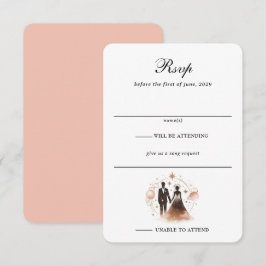 Tarjeta De Confirmación De Asistencia Rosa Boda celeste