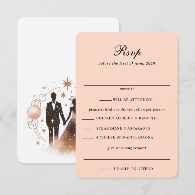 Tarjeta De Confirmación De Asistencia Rosa Boda celeste (Anverso / Reverso)
