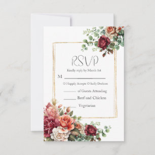 Tarjeta De Confirmación De Asistencia Rosa Boda de Eucaliptos Florales