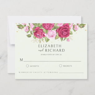 Tarjeta De Confirmación De Asistencia Rosa de acuarela Floral Pastel Boda