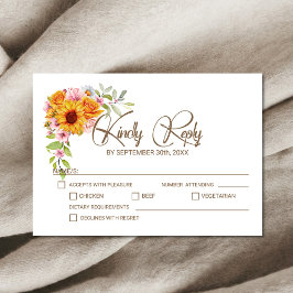 Tarjeta De Confirmación De Asistencia Rosa de girasol Boda floral