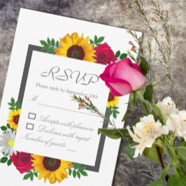Tarjeta De Confirmación De Asistencia Rosa de girasol Daisy Autumn Boda floral