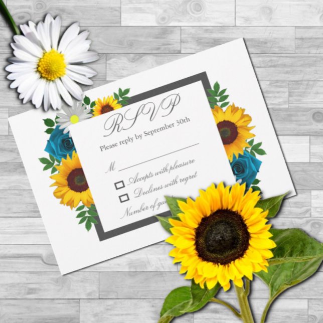 Tarjeta De Confirmación De Asistencia Rosa de girasol Daisy Floral Boda (Subido por el creador)