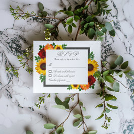 Tarjeta De Confirmación De Asistencia Rosa de girasol del atardecer Boda floral