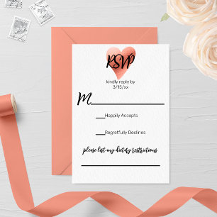 Tarjeta De Confirmación De Asistencia Rosa de moda Boda del corazón del oro