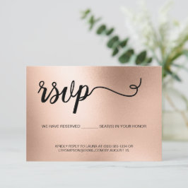 Tarjeta De Confirmación De Asistencia Rosa de moda Oro Elegante Purpurina de Tipografía