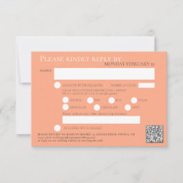 Tarjeta De Confirmación De Asistencia Rosa de té boda de acuarela naranja de comidas con