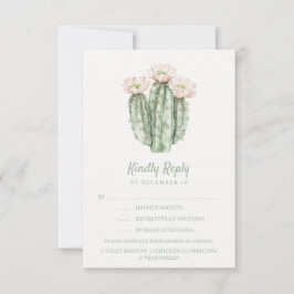 Tarjeta De Confirmación De Asistencia Rosa del desierto Cactus | Responder amablemente |