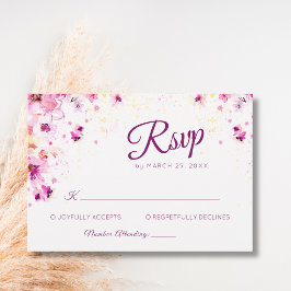 Tarjeta De Confirmación De Asistencia Rosa Flor de Peonía Rosa Arte Boda Romántica