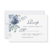 Rosa Floral Dark Blue Ivory Boda