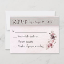 Tarjeta De Confirmación De Asistencia Rosa floral de bodas de cosecha