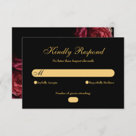 Tarjeta De Confirmación De Asistencia Rosa Gótico Elegante Moody Floral Boda negro
