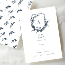 Rosa marrón azul marrón escudo de monograma floral