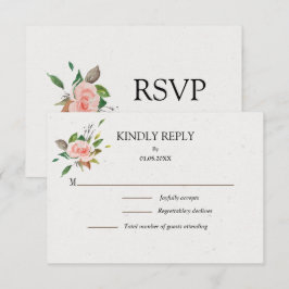 Tarjeta De Confirmación De Asistencia Rosa minimalista y Boda folclórico