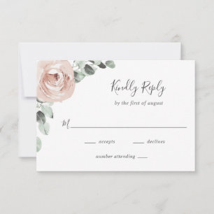 Tarjeta De Confirmación De Asistencia Rosa moderno Floral Elegante Boda