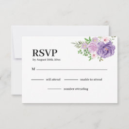 Tarjeta De Confirmación De Asistencia Rosa morado Boda floral