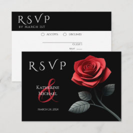 Tarjeta De Confirmación De Asistencia Rosa Rojo-RSVP-Boda