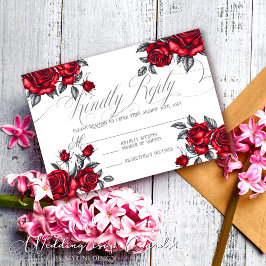 Tarjeta De Confirmación De Asistencia Rosa Romántico Sencillo Boda Floral