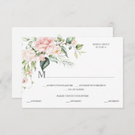 Tarjeta De Confirmación De Asistencia Rosa rosa de color agua Eucalipto Botánico