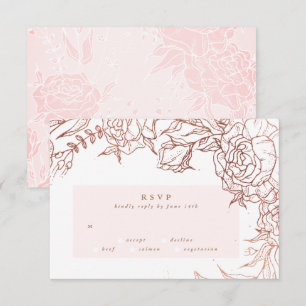 Tarjeta De Confirmación De Asistencia Rosa Rubor Copper Elegant Boda Floral