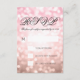 Tarjeta De Confirmación De Asistencia Rosa Rubor Rosa Bokeh iluminó elegante matrimonio 