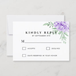 Tarjeta De Confirmación De Asistencia Rosa ruso morado floral Eucaliptus Boho Boda