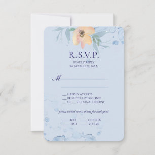 Tarjeta De Confirmación De Asistencia Rosa salvaje de color azul turbio