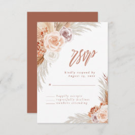 Tarjeta De Confirmación De Asistencia Rosa silenciado Pampas Terracotta Boho Boda