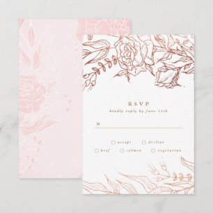 Tarjeta De Confirmación De Asistencia Rosa simple Copper Boda floral elegante