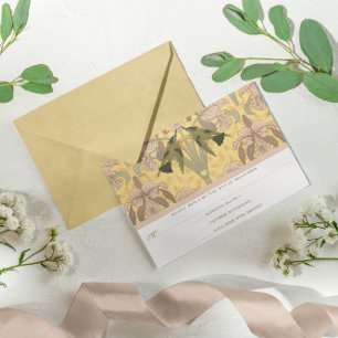 Tarjeta De Confirmación De Asistencia Rosa turbio Art Deco Hummingbirds Boda