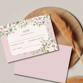 Tarjeta De Confirmación De Asistencia Rosa turbio boda de acuarela floral