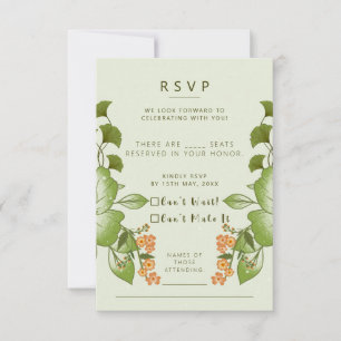 Tarjeta De Confirmación De Asistencia Rosa verde Boda floral