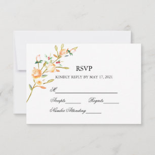 Tarjeta De Confirmación De Asistencia Rosa y Berry Watercolor Stems Boda