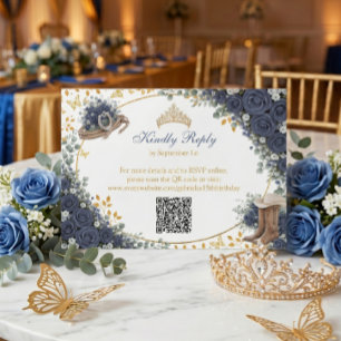 Tarjeta De Confirmación De Asistencia Rosas Azules de la Marina Occidental Quinceañera D