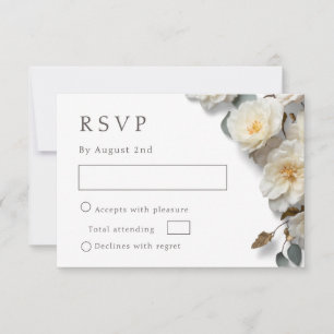 Tarjeta De Confirmación De Asistencia Rosas Blancas Flores 3D