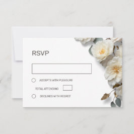 Tarjeta De Confirmación De Asistencia Rosas Blancas Flores 3D