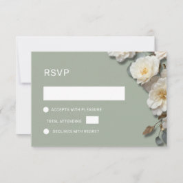 Tarjeta De Confirmación De Asistencia Rosas Blancas Flores 3D