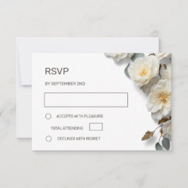 Tarjeta De Confirmación De Asistencia Rosas Blancas Flores 3D