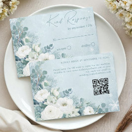 Tarjeta De Confirmación De Asistencia Rosas Blancas Hellebores Eucalipto Plateado Boda