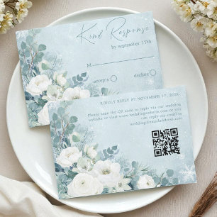 Tarjeta De Confirmación De Asistencia Rosas Blancas Hellebores Eucalipto Plateado Boda