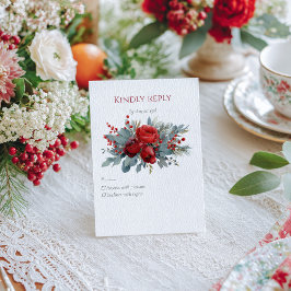 Tarjeta De Confirmación De Asistencia Rosas Burgundy y Blush a la Acuarela