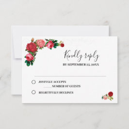 Tarjeta De Confirmación De Asistencia Rosas de Borgoña Boda Flor de Garland
