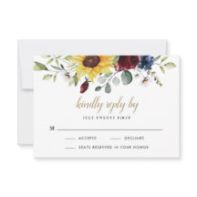 Rosas de Borgoña Girasoles Boda Rústica Azul Marin