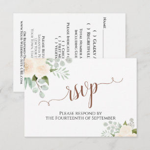 Tarjeta De Confirmación De Asistencia Rosas de Champagne Peach Elegant Boho Boda